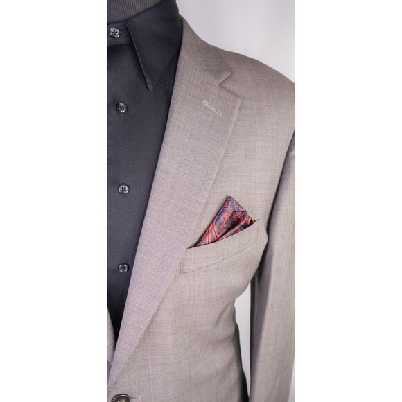 Tommy Hilfiger Sport Coat Blazer Suit Jacket Mens 42L Beige Wool Two Button - Picture 4 of 14